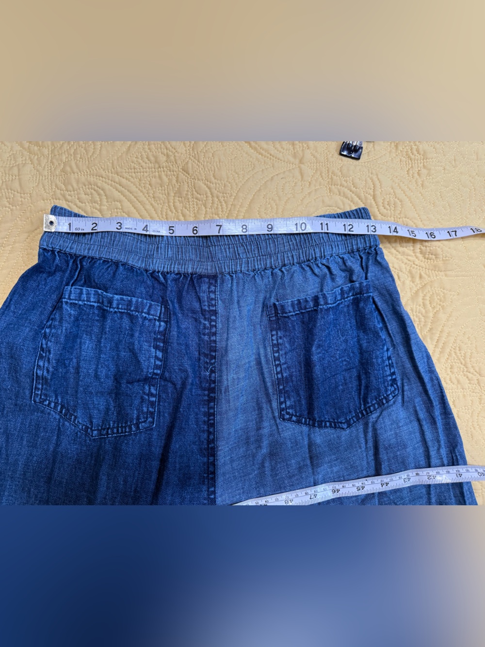 H010 NWT Young Threads M w13-19 Patchwork Wide-Leg Denim Jumpsuit Pants - Blue - Picture 6 of 9